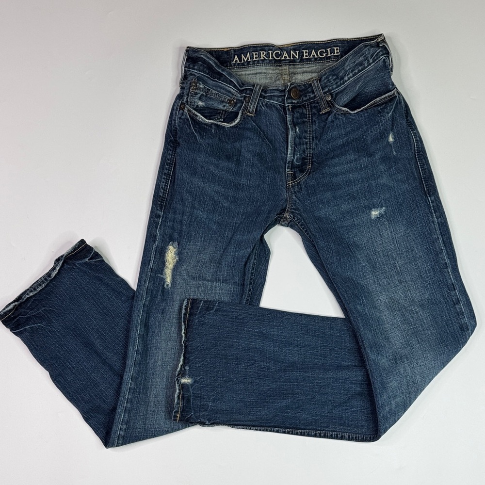 American Eagle Lowrise Button Fly Distressed Boot… - image 1